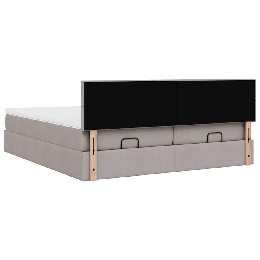 Cadre de lit ottoman avec matelas taupe 160x200 cm tissu - 11