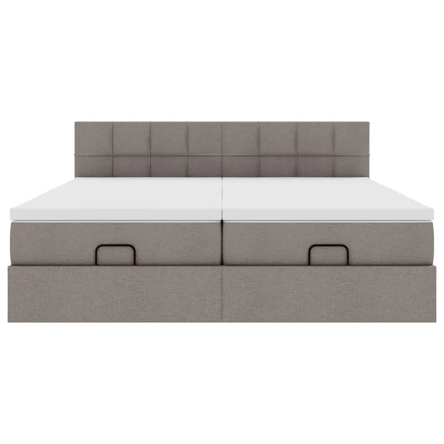 Cadre de lit ottoman avec matelas taupe 160x200 cm tissu - 7