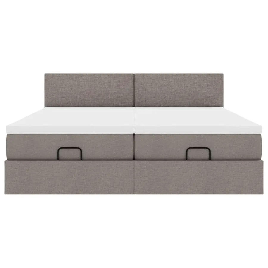 Cadre de lit ottoman avec matelas taupe 160x200 cm tissu - 7
