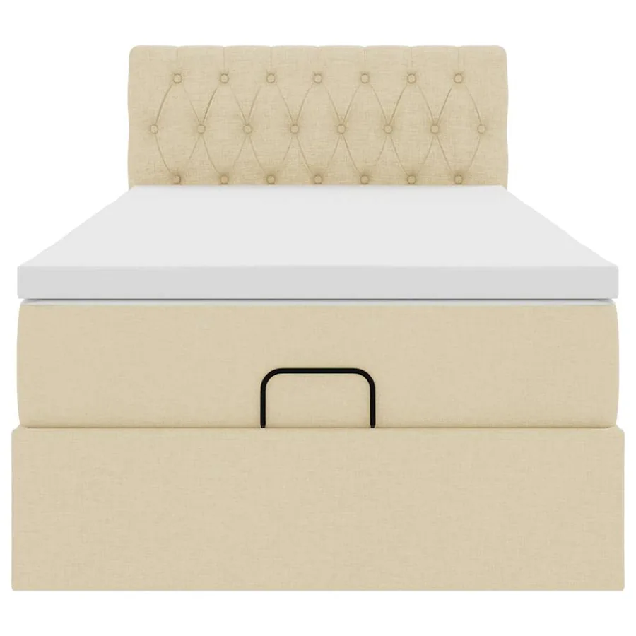 Cadre de lit ottoman avec matelas crème 80x200 cm tissu - 8