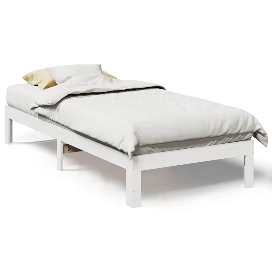 Cadre de lit sans matelas blanc 90x200 cm bois de pin massif - 2