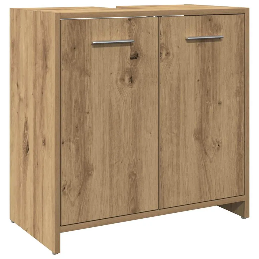 Armoire lavabo de salle de bain chêne artisanal 60x33x60 cm - 2