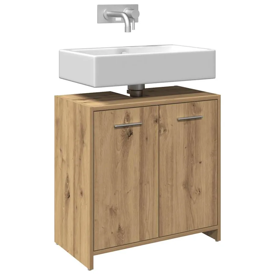 Armoire lavabo de salle de bain chêne artisanal 60x33x60 cm - 4