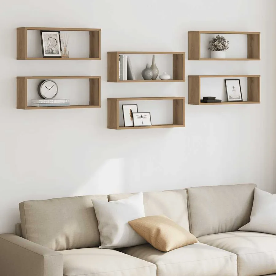 Étagères murales sous forme de cube 6 pcs chêne artisanal - 3