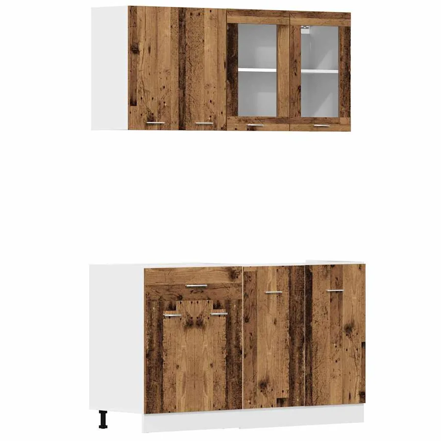 Ensemble de 4 meubles de cuisine "Lyon" en bois d'ingénierie vieilli - 2