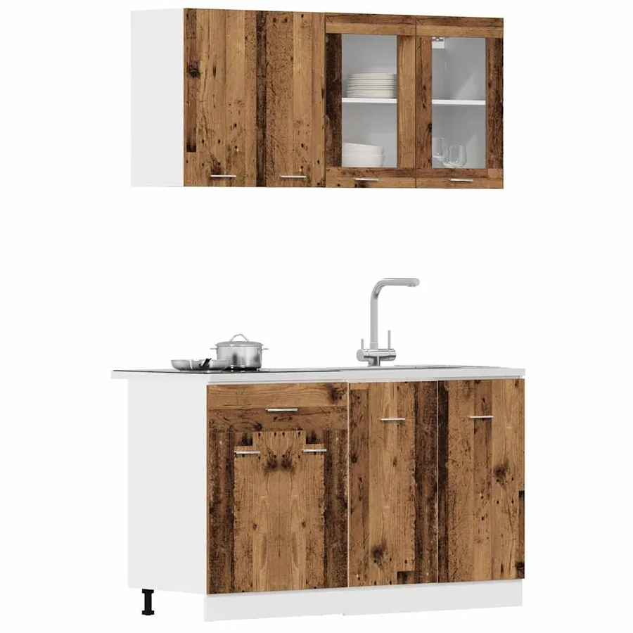 Ensemble de 4 meubles de cuisine "Lyon" en bois d'ingénierie vieilli - 3