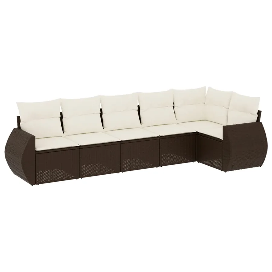 Salon de jardin avec coussins 6 pcs marron résine tressée - 2