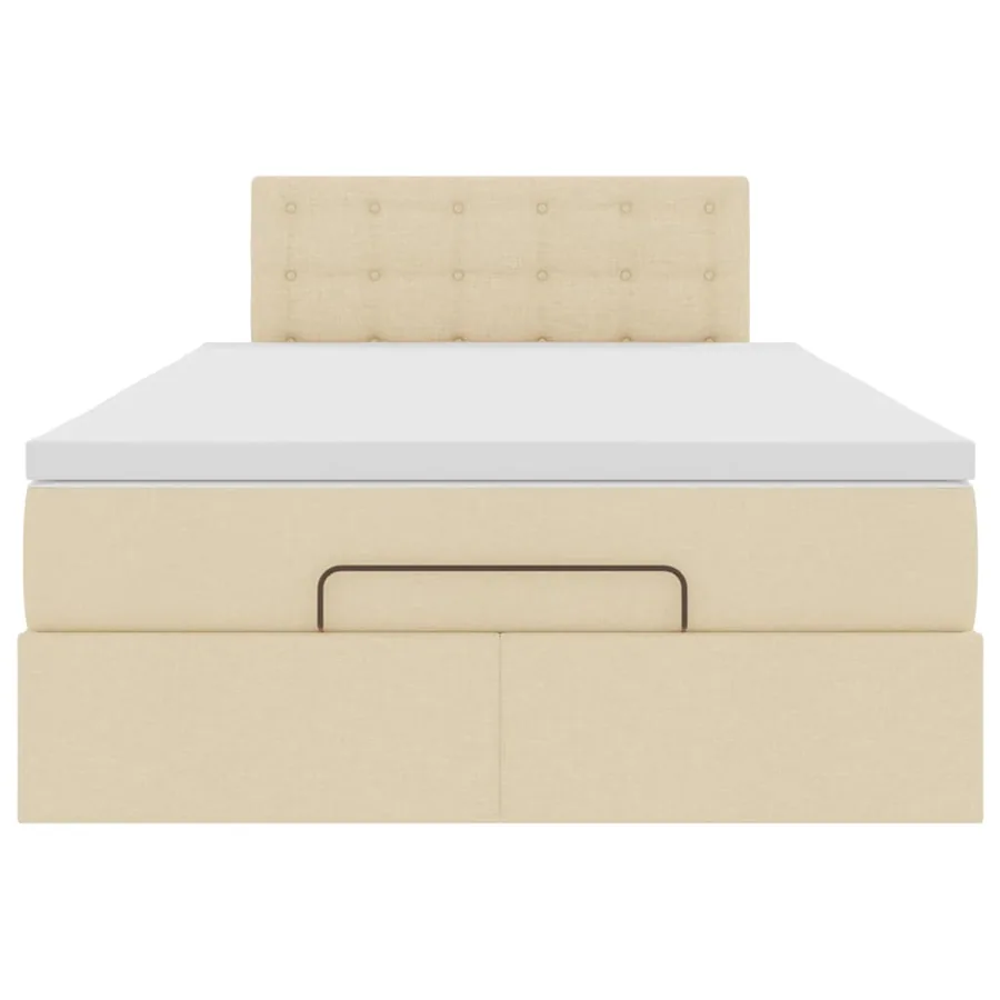 Cadre de lit ottoman avec matelas crème 120x200cm tissu - 8