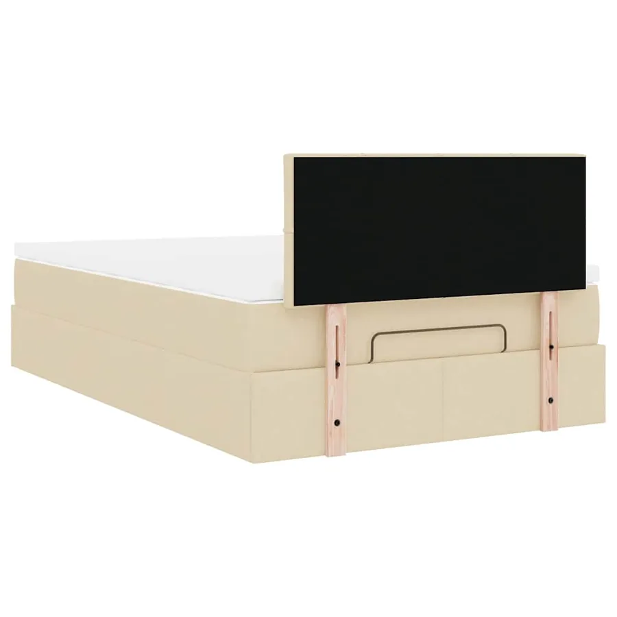Cadre de lit ottoman avec matelas crème 120x200cm tissu - 11