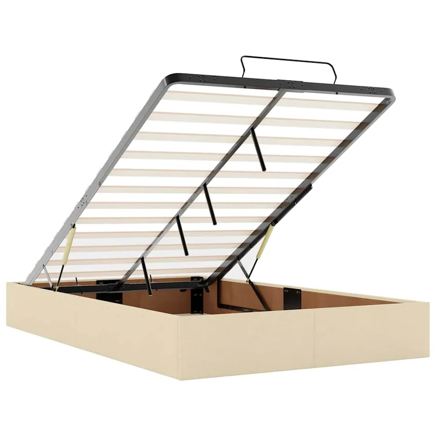 Cadre de lit ottoman avec matelas crème 120x200cm tissu - 12