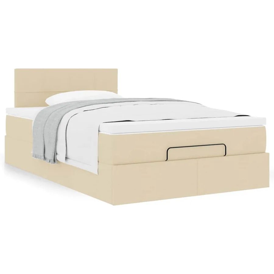 Cadre de lit ottoman avec matelas crème 120x200cm tissu - 4