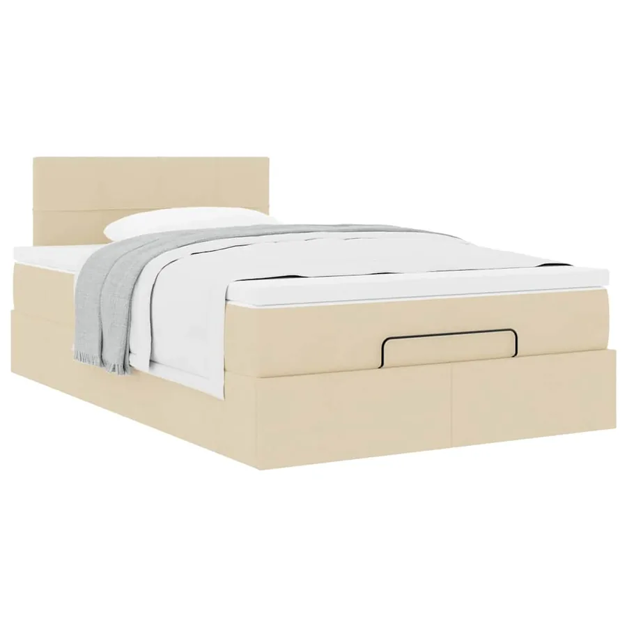Cadre de lit ottoman avec matelas crème 120x200cm tissu - 5
