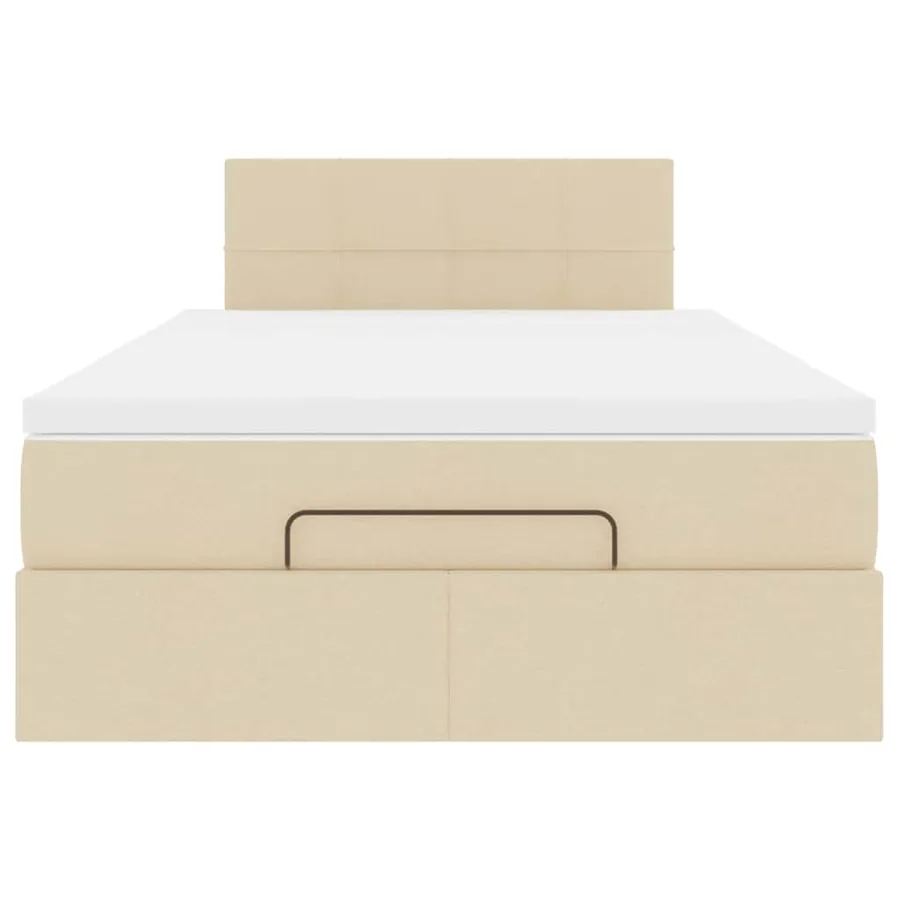 Cadre de lit ottoman avec matelas crème 120x200cm tissu - 7