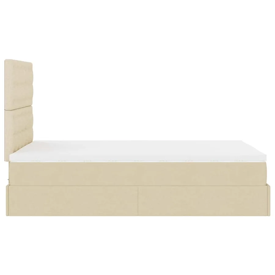 Cadre de lit ottoman avec matelas crème 120x200cm tissu - 11