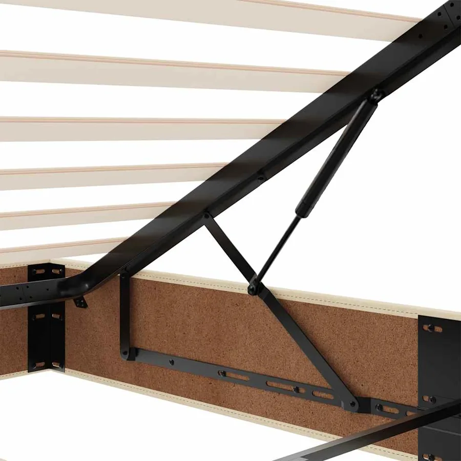 Cadre de lit ottoman avec matelas crème 120x200cm tissu - 14