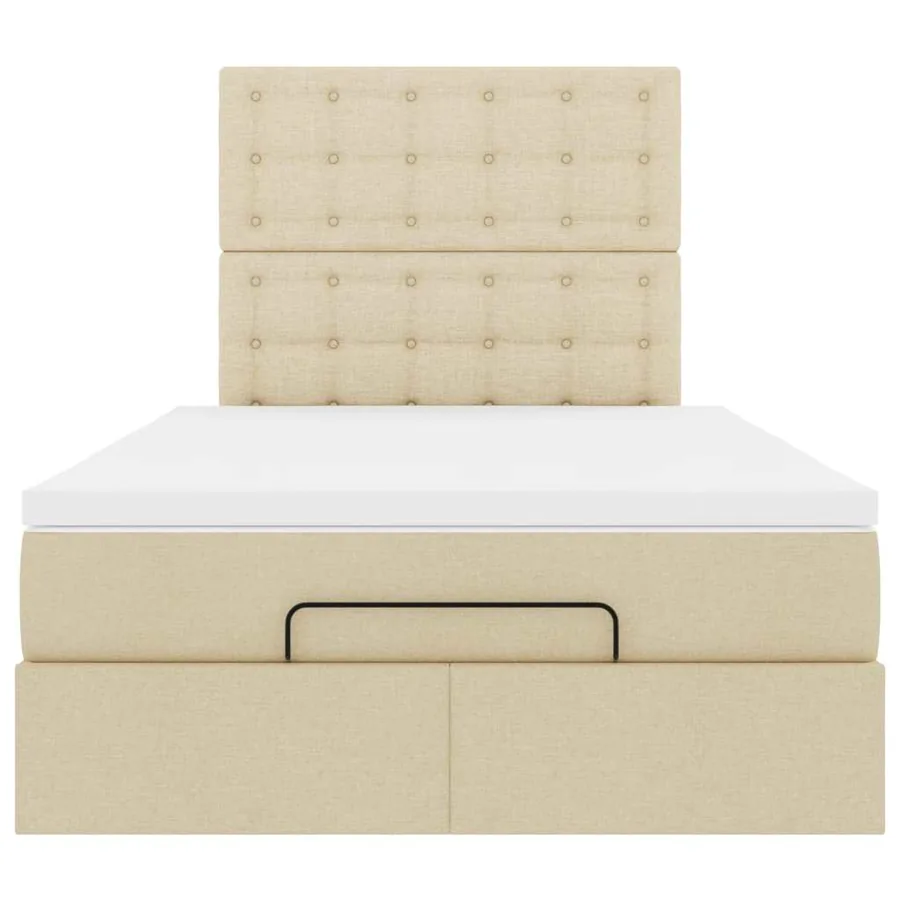 Cadre de lit ottoman avec matelas crème 120x200cm tissu - 8