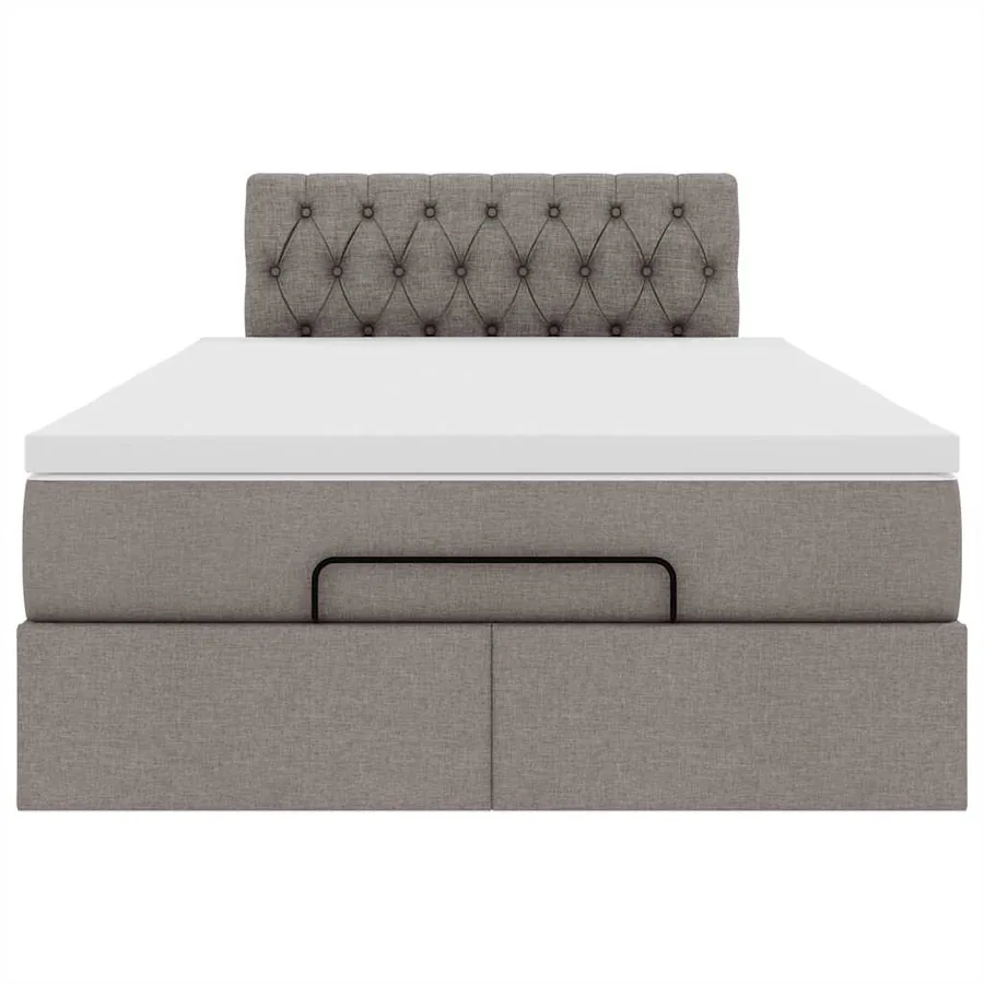 Cadre de lit ottoman avec matelas taupe 120x200 cm tissu - 8