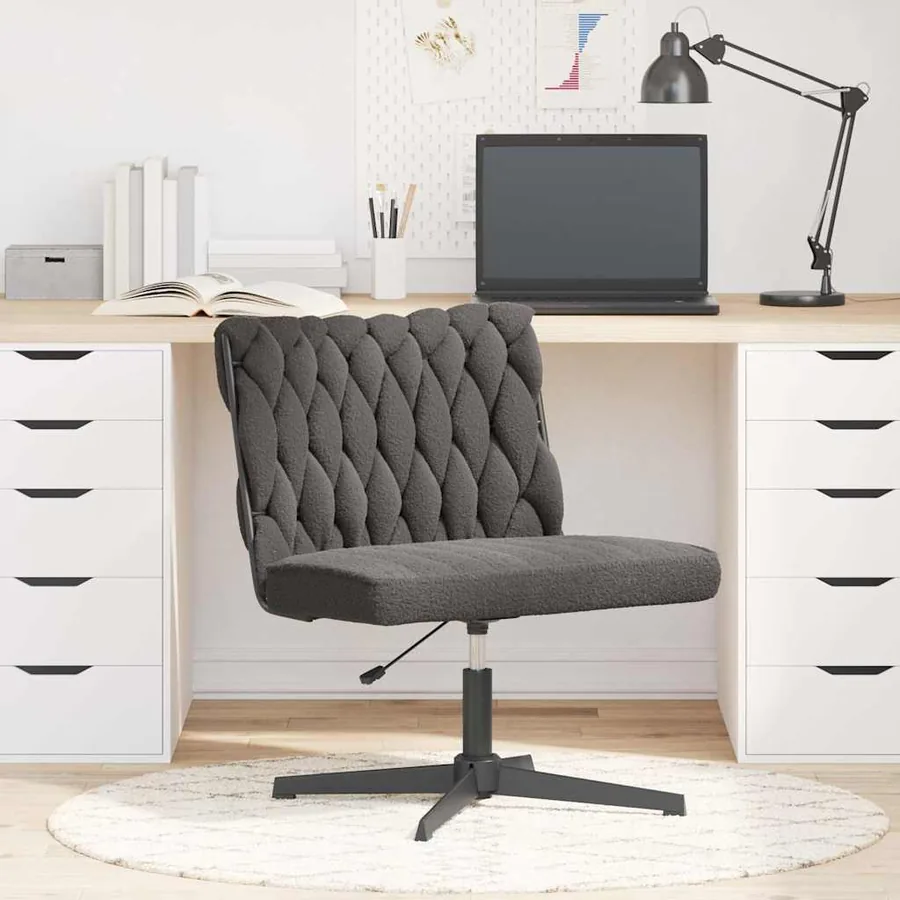 Chaise pivotante de bureau gris foncé bouclé comme laine tissu