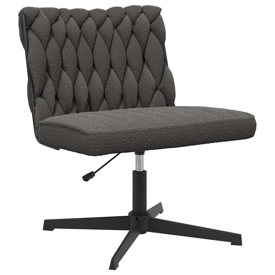 Chaise pivotante de bureau gris foncé bouclé comme laine tissu - 2