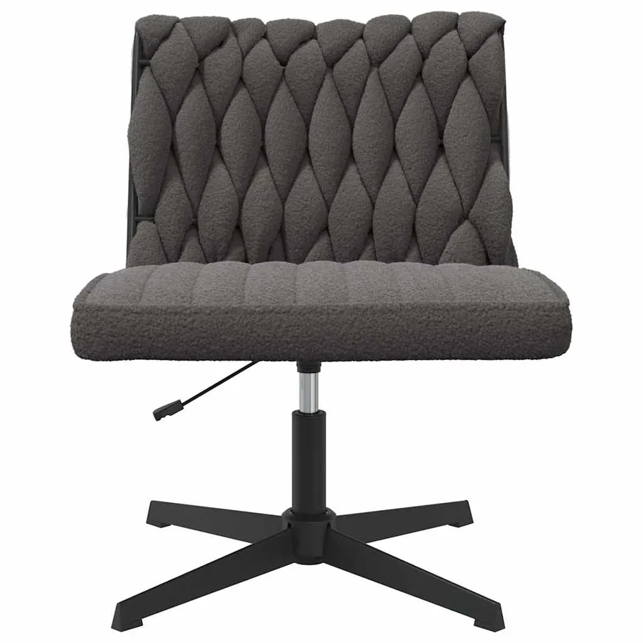 Chaise pivotante de bureau gris foncé bouclé comme laine tissu - 4
