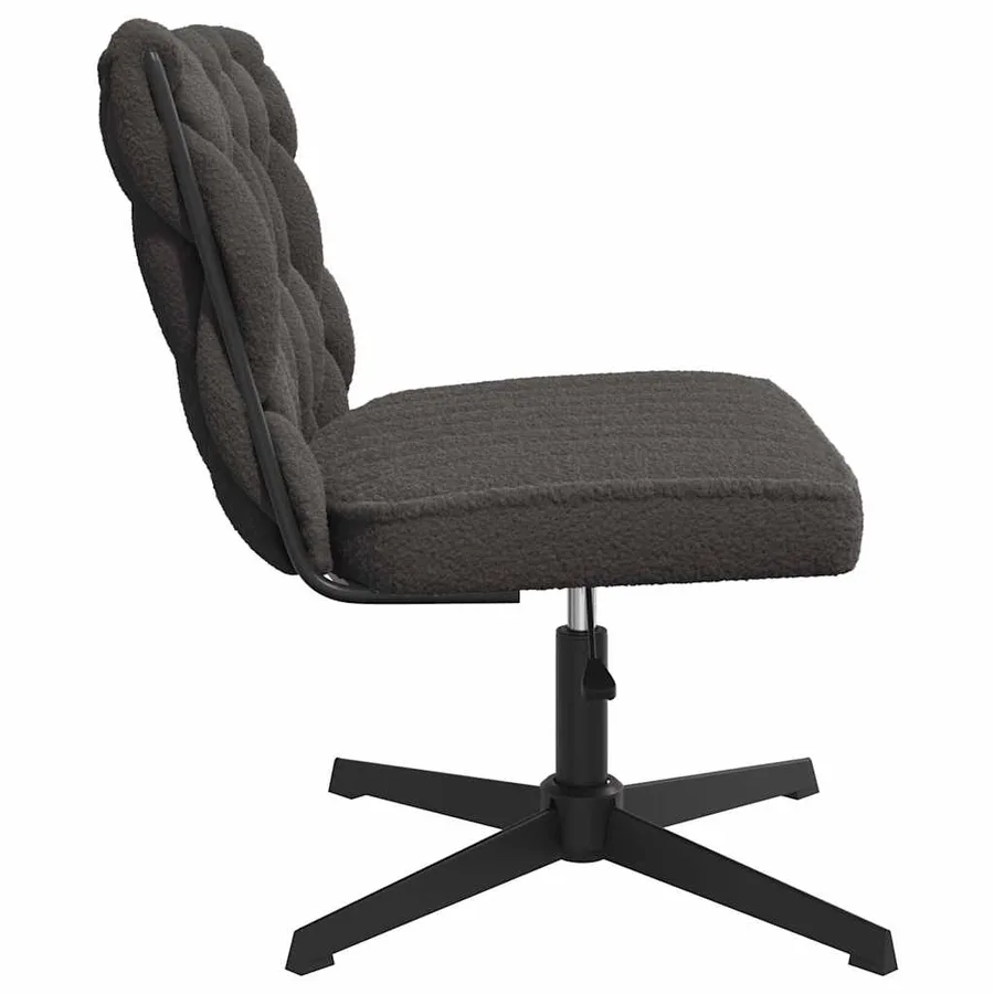 Chaise pivotante de bureau gris foncé bouclé comme laine tissu - 5