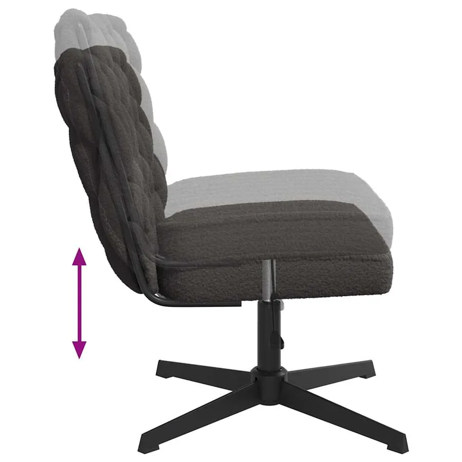 Chaise pivotante de bureau gris foncé bouclé comme laine tissu - 7