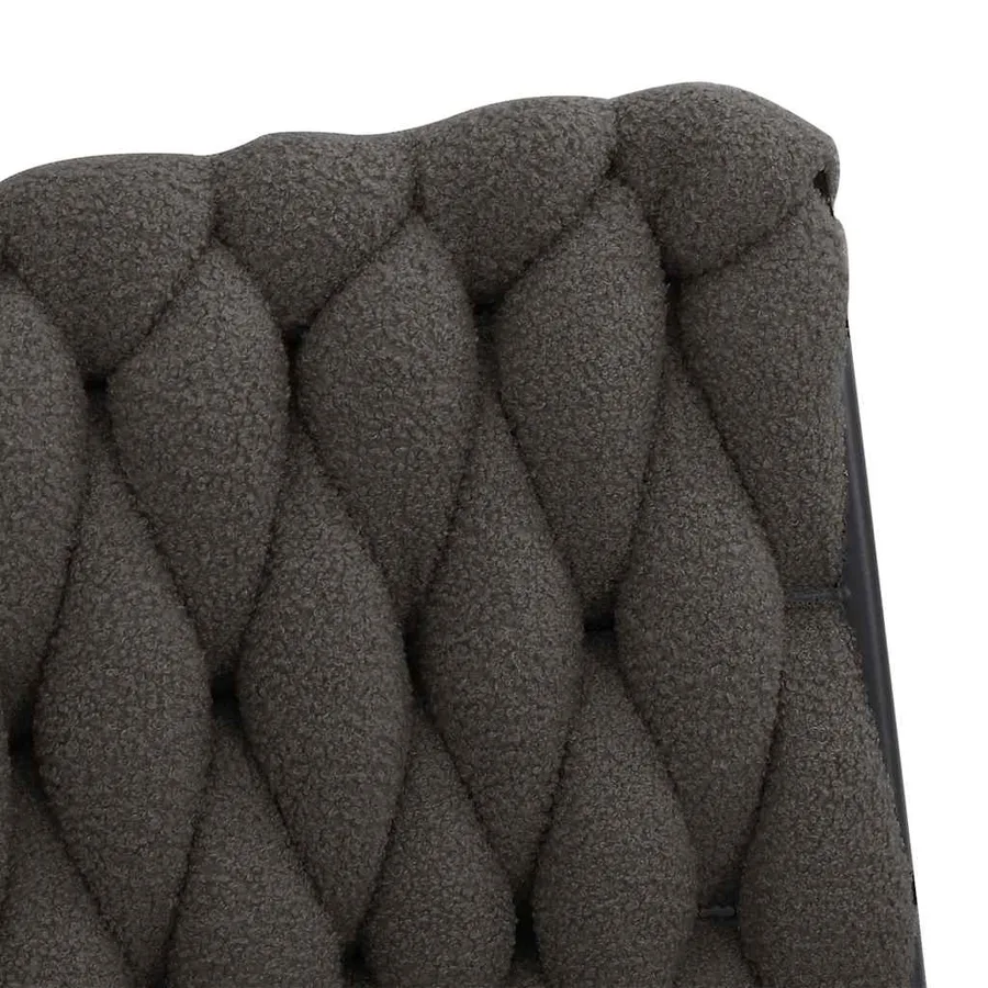 Chaise pivotante de bureau gris foncé bouclé comme laine tissu - 9