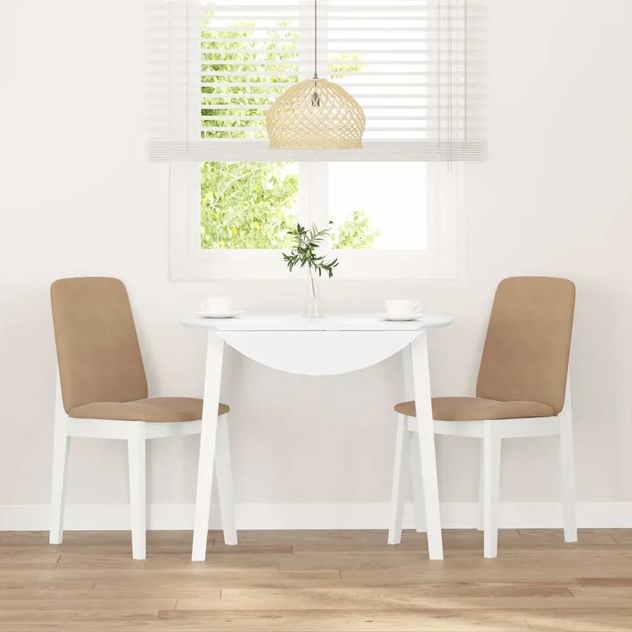 Chaises à manger coussins 2 pcs blanc bois massif caoutchouc - 3