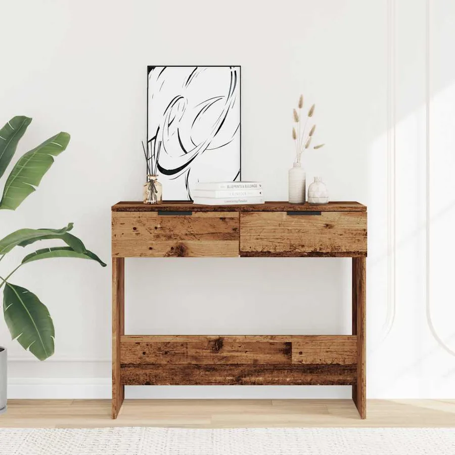 Table console vieux bois 90x36x75 cm bois d'ingénierie - 3