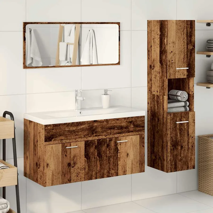 Ensemble de meubles salle de bain 4 pcs bois d'ingénierie - 3