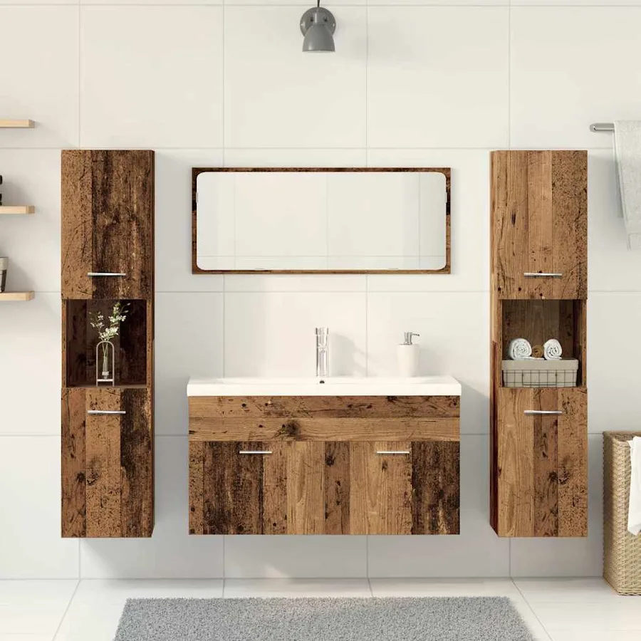 Ensemble de meubles salle de bain 5 pcs bois d'ingénierie - 3