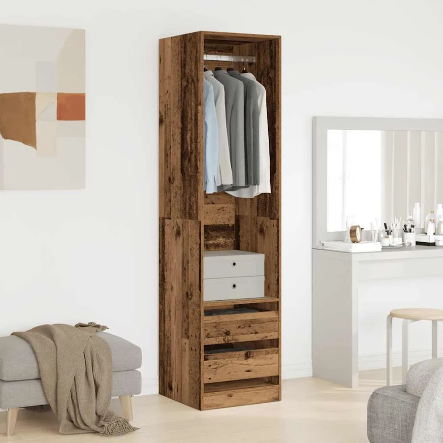 Garde-robe vieux bois 50x50x200 cm bois d'ingénierie - 3