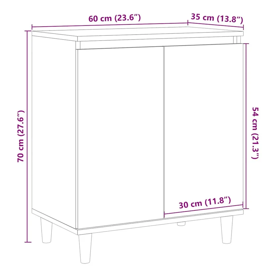 Buffet chêne artisanal 60x35x70 cm bois d'ingénierie - 10