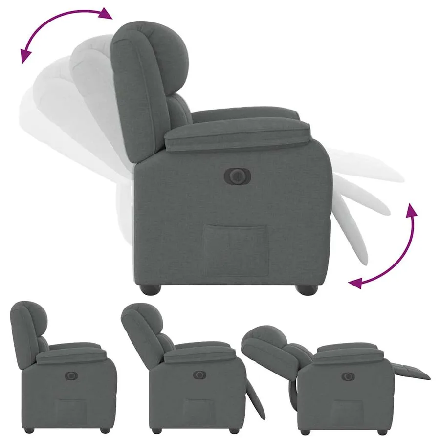 Fauteuil inclinable Gris foncé Tissu - 6