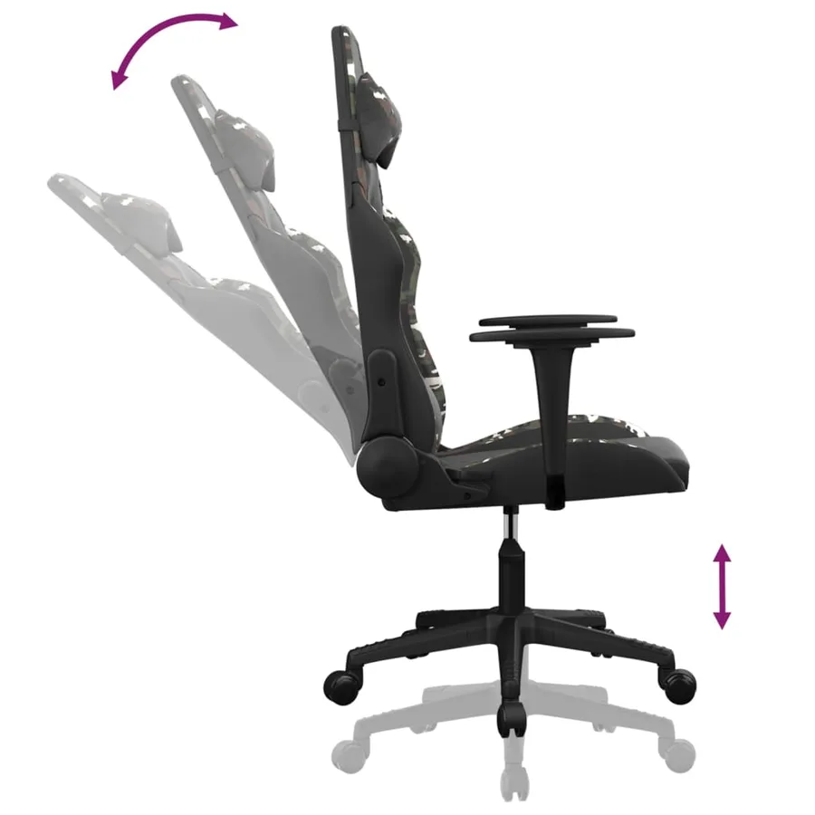 Chaise de jeu Noir et camouflage Similicuir - 6