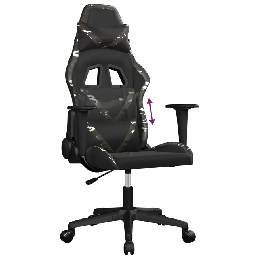 Chaise de jeu Noir et camouflage Similicuir - 7