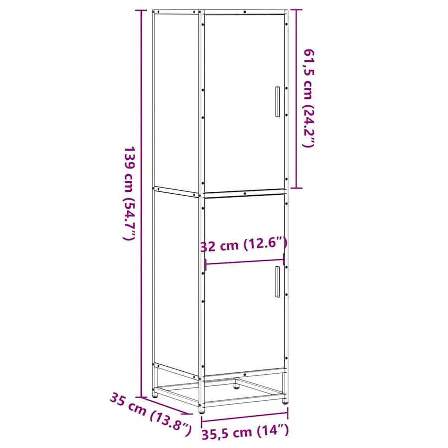Buffet haut sonoma gris 35,5x35x139 cm bois d'ingénierie métal - 11