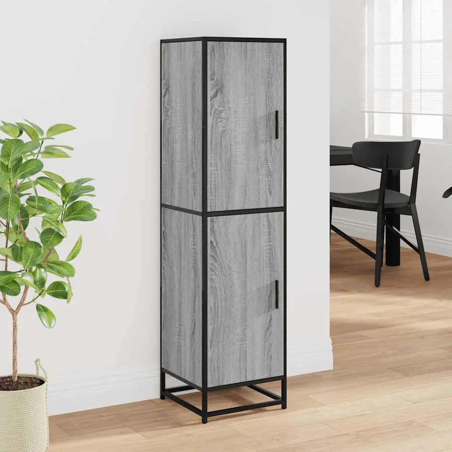 Buffet haut sonoma gris 35,5x35x139 cm bois d'ingénierie métal - 3