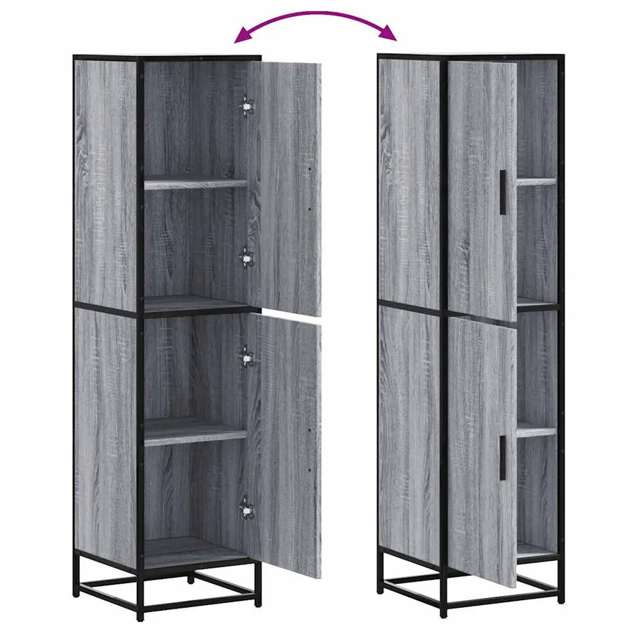Buffet haut sonoma gris 35,5x35x139 cm bois d'ingénierie métal - 8