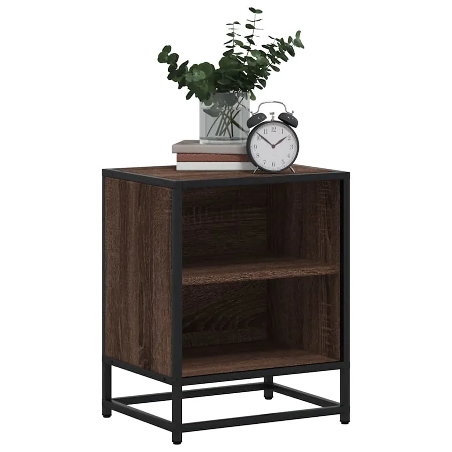 Tables de chevet 2 pcs chêne marron bois d'ingénierie et métal - 4
