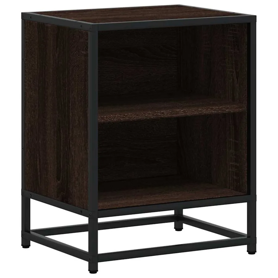 Tables de chevet 2 pcs chêne marron bois d'ingénierie et métal - 6