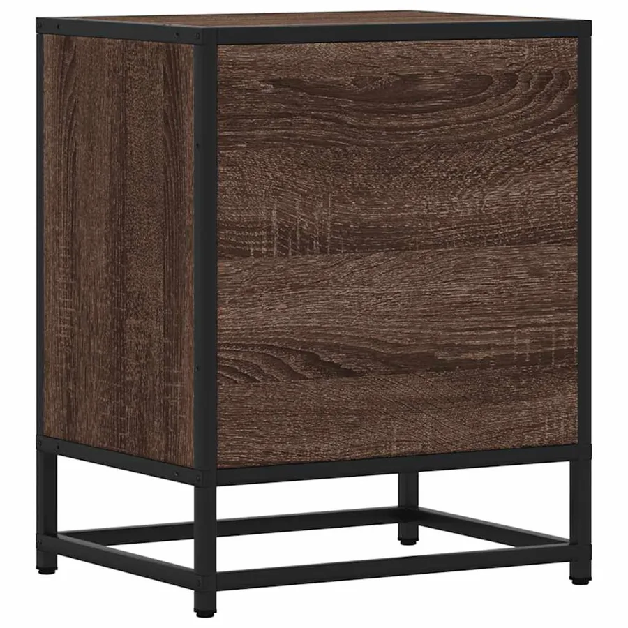 Tables de chevet 2 pcs chêne marron bois d'ingénierie et métal - 8