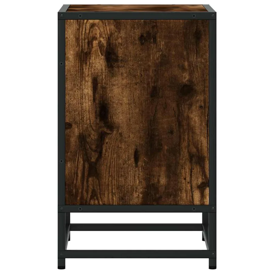 Table de chevet chêne fumé 40x31x50 cm bois d'ingénierie métal - 6