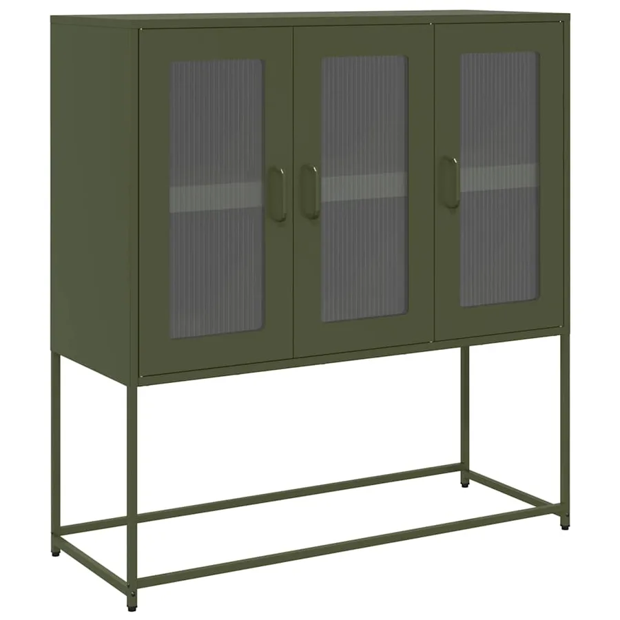 Buffet vert olive 100,5x39x107 cm acier laminé à froid - 2