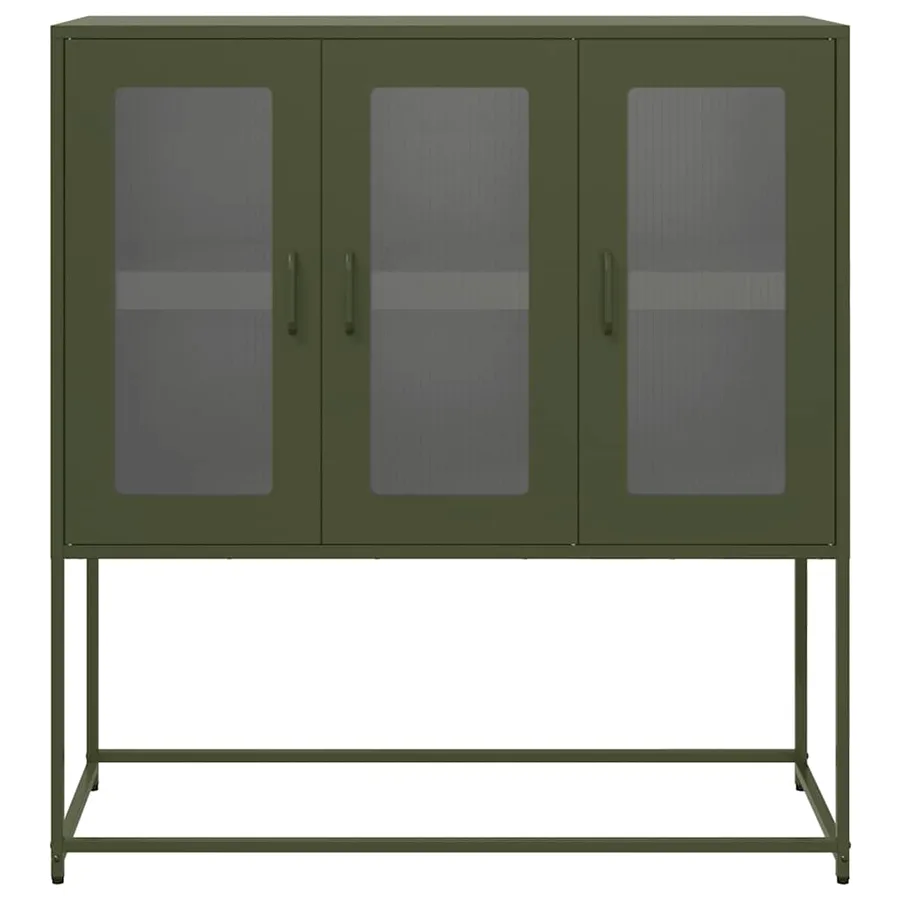 Buffet vert olive 100,5x39x107 cm acier laminé à froid - 5