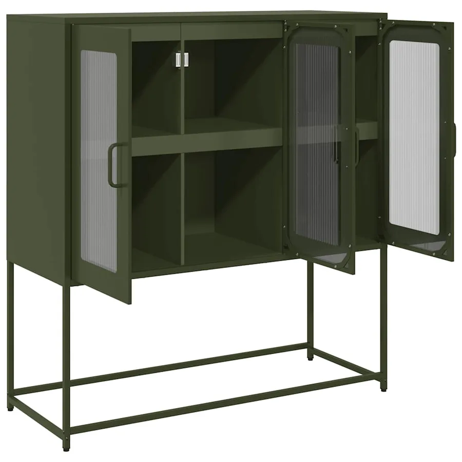 Buffet vert olive 100,5x39x107 cm acier laminé à froid - 6
