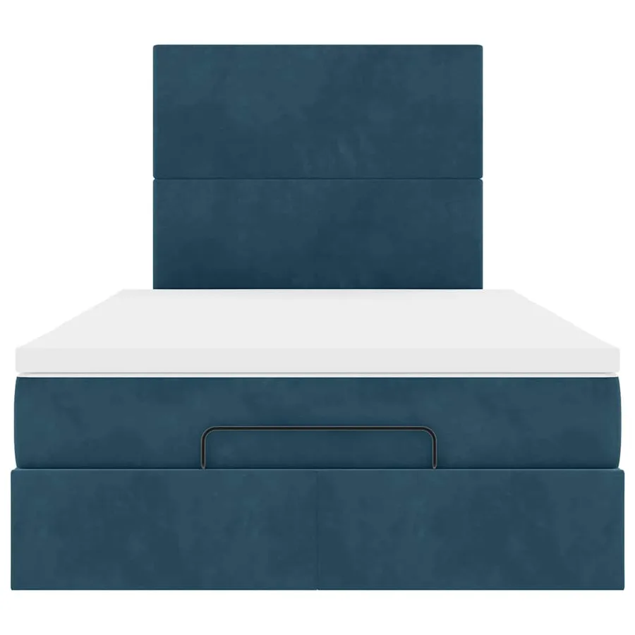 Cadre de lit ottoman avec matelas bleu foncé 120x200 cm velours - 7