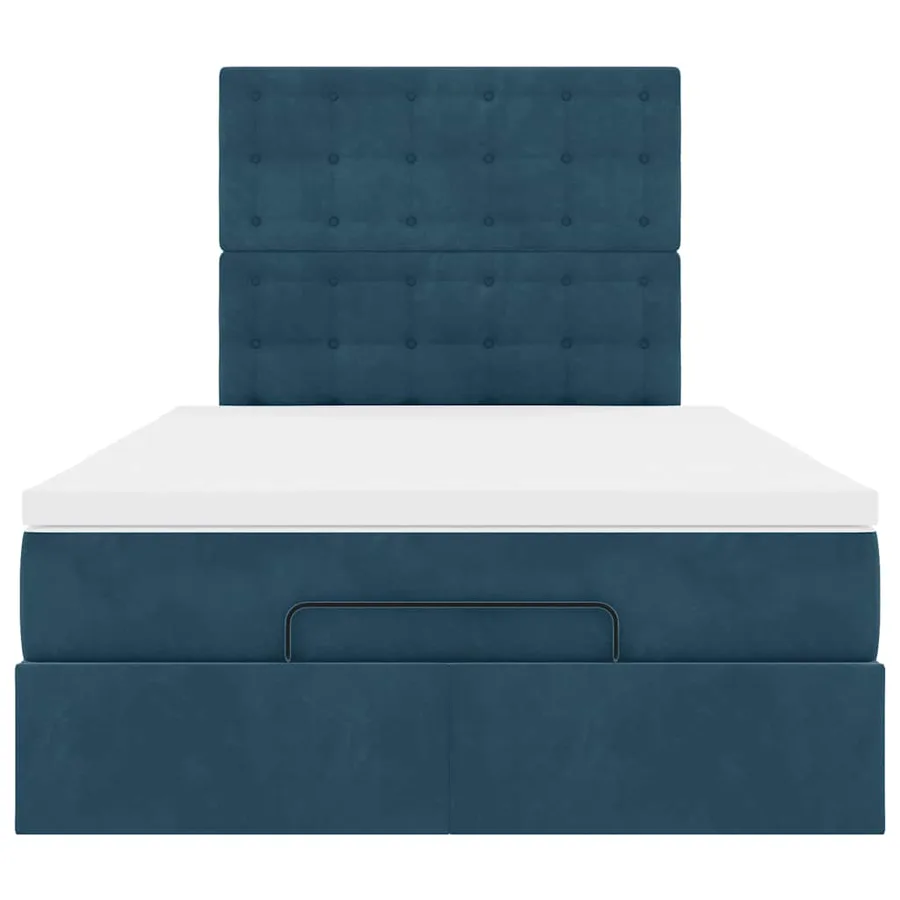 Cadre de lit ottoman avec matelas bleu foncé 120x200 cm velours - 8