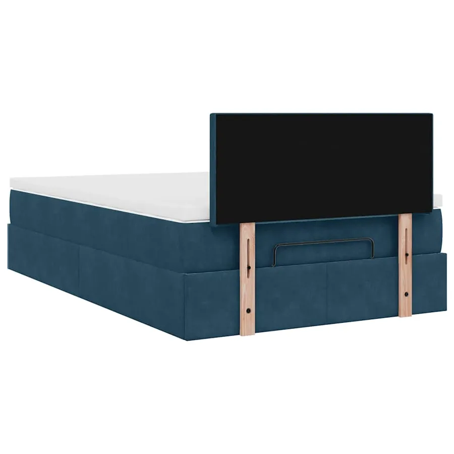 Cadre de lit ottoman avec matelas bleu foncé 120x200 cm velours - 10