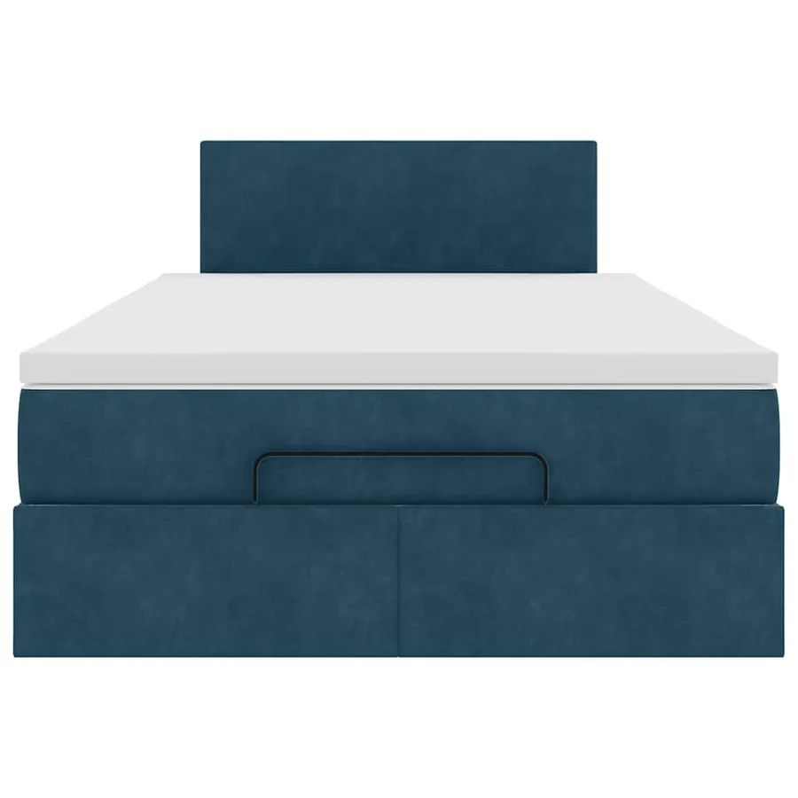 Cadre de lit ottoman avec matelas bleu foncé 120x200 cm velours - 6